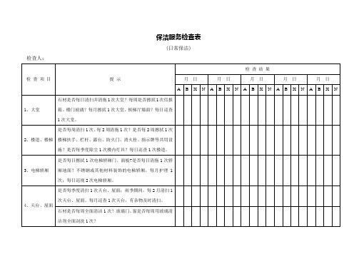 保洁服务检查表