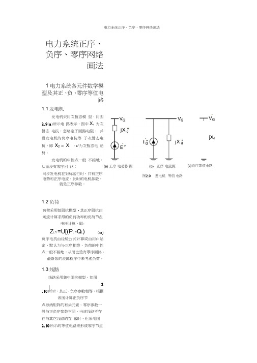 电力系统正序、负序、零序网络画法