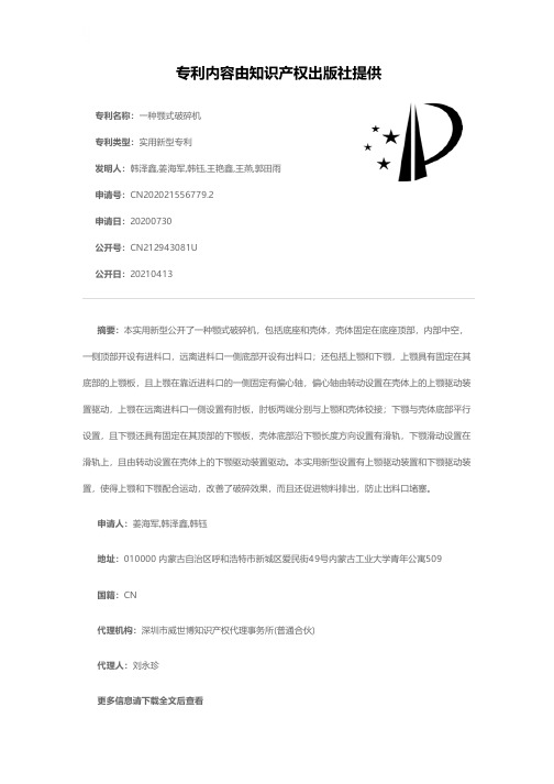 一种颚式破碎机[实用新型专利]