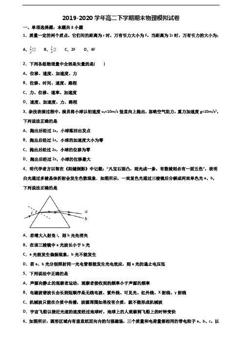 【精选5份合集】无锡市2020-2021学年高二物理下学期期末预测试题