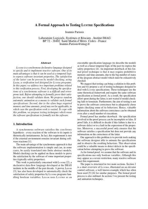 A formal approach to testing lustre specifications
