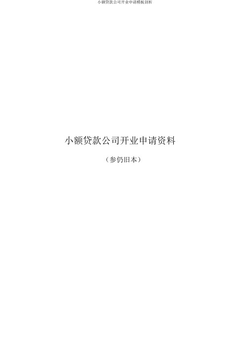 小额贷款公司开业申请模板剖析