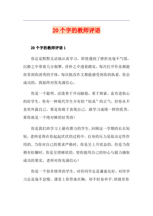 20个字的教师评语