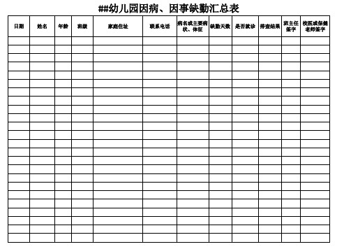 幼儿园因病追访记录表