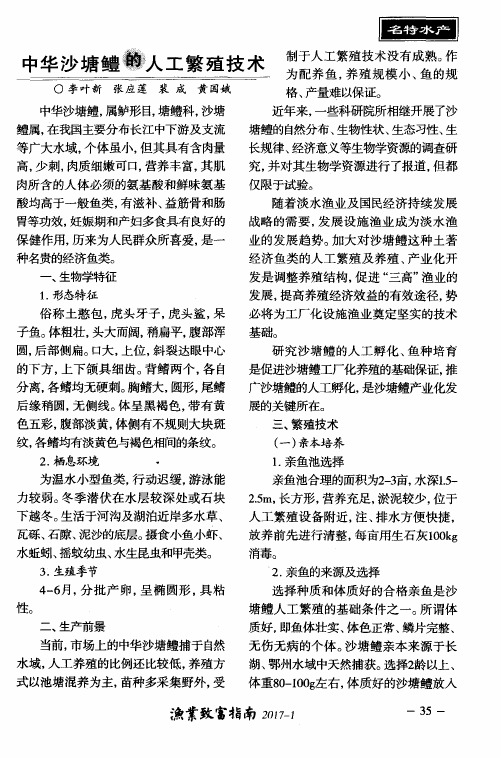 中华沙塘鳢的人工繁殖技术