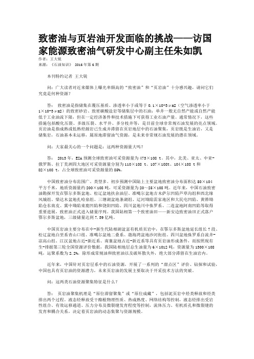 致密油与页岩油开发面临的挑战——访国家能源致密油气研发中心副主任朱如凯