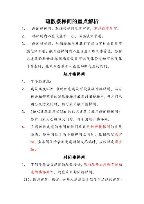 疏散楼梯间的重点解析