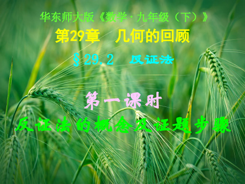 29.2(第一课时)反证法的概念及其证题步骤课件 华东师大版课件