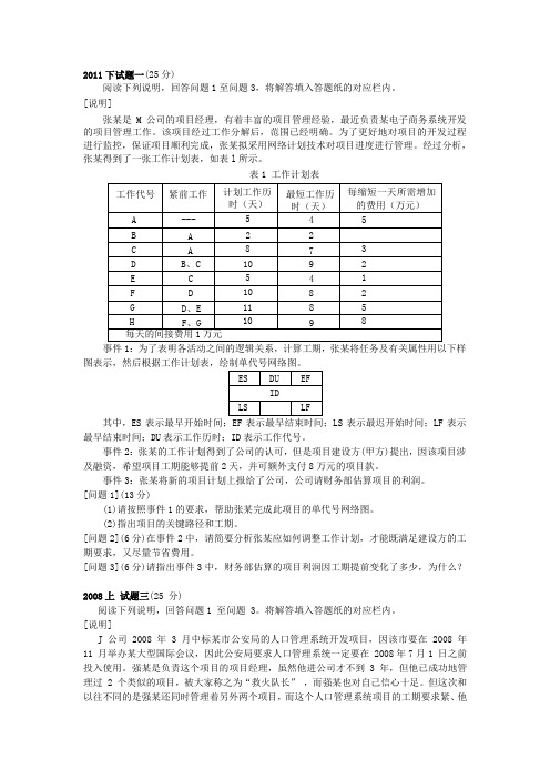 信息系统项目管理师(下午题)_项目时间管理