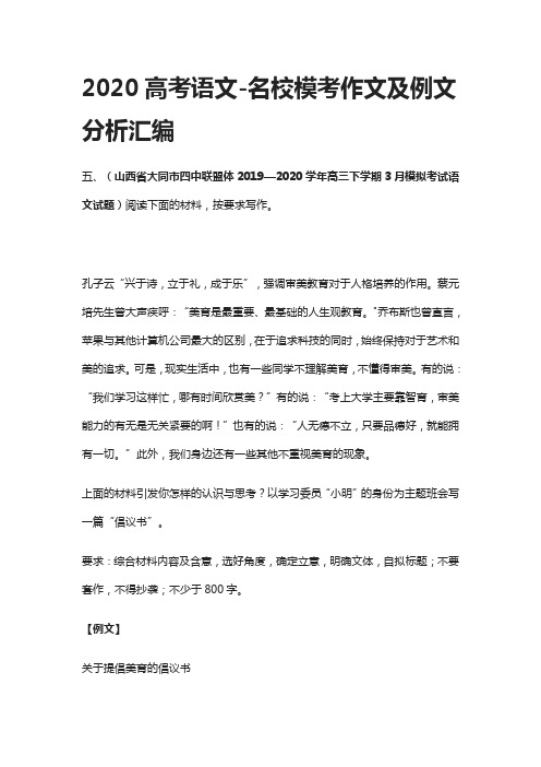 2020高考语文-名校模考作文及例文分析汇编