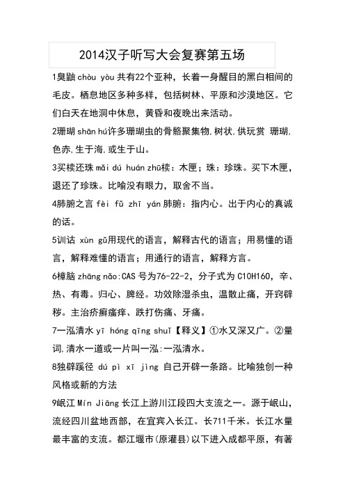2014汉字听写大会复赛5