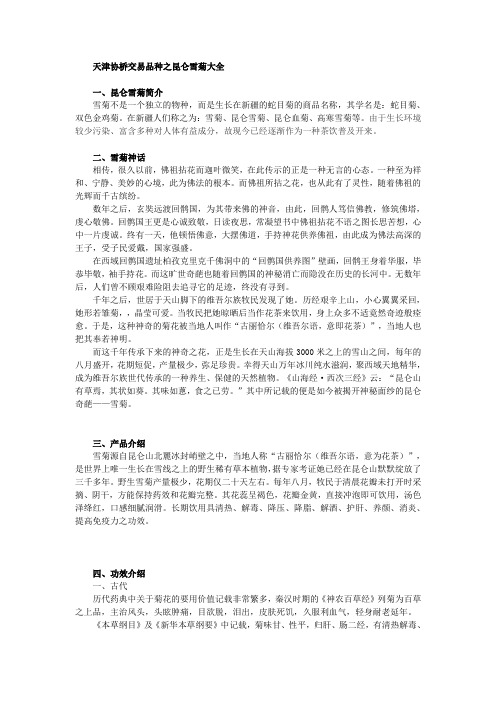 天津协桥交易品种之昆仑雪菊大全
