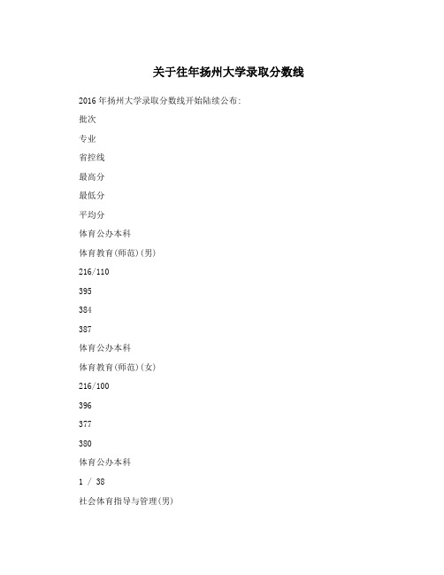 关于往年扬州大学录取分数线