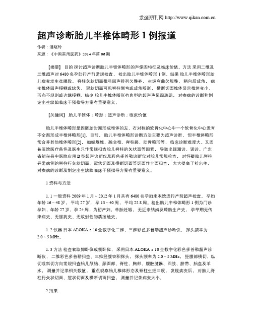 超声诊断胎儿半椎体畸形1例报道