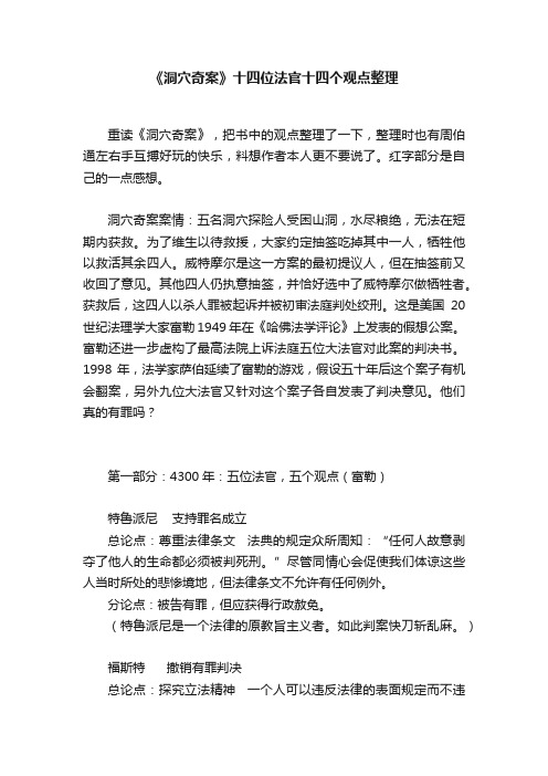 《洞穴奇案》十四位法官十四个观点整理