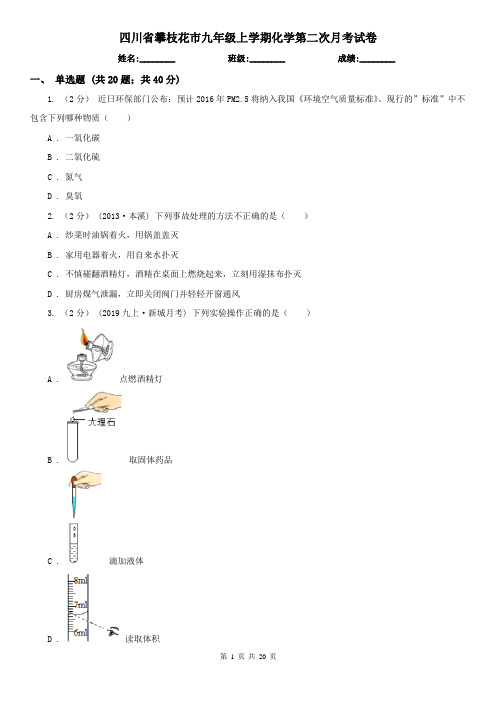 四川省攀枝花市九年级上学期化学第二次月考试卷