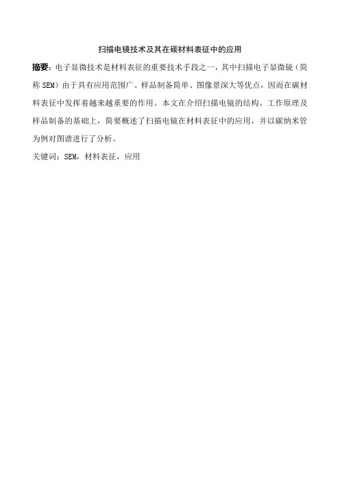 扫描电镜技术及其在碳材料表征中的应用