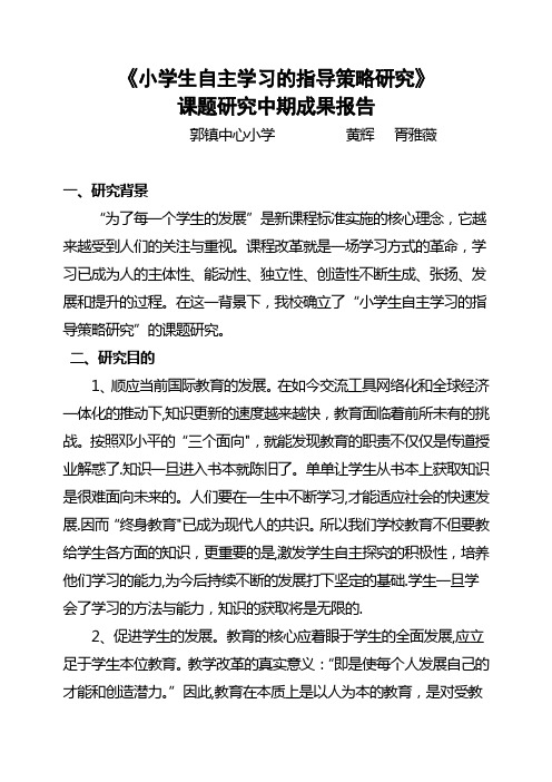 课题研究中期成果报告