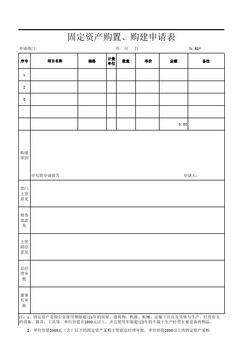 固定资产购置购建申请表