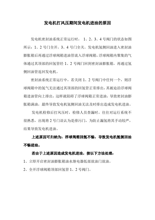 发电机打风压期间发电机进油的原因 精品