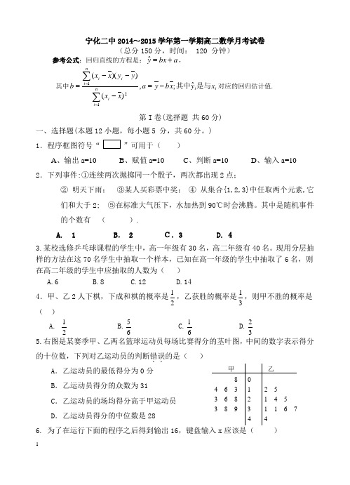 2014-2015高二试卷