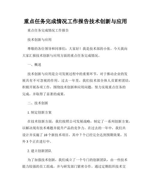重点任务完成情况工作报告技术创新与应用