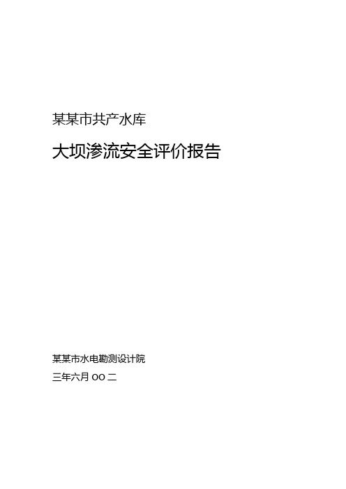 大坝渗流安全评价报告