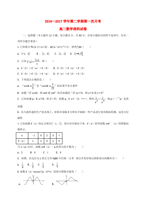 贵州遵义市2016-2017学年高二数学下学期第一次月考试题 理