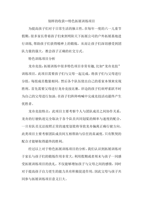 拓展训练——别样的收获--特色拓展训练项目