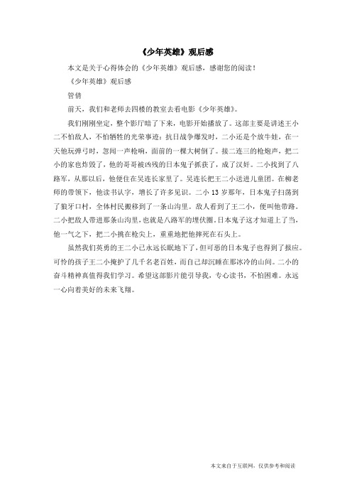《少年英雄》观后感_心得体会