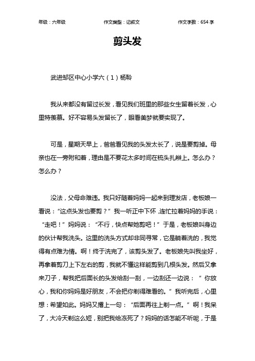 剪头发作文【小学六年级700字】