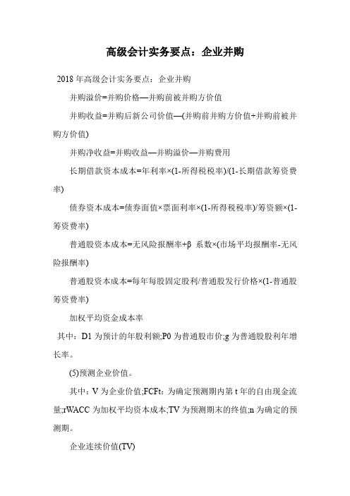 高级会计实务要点：企业并购.doc