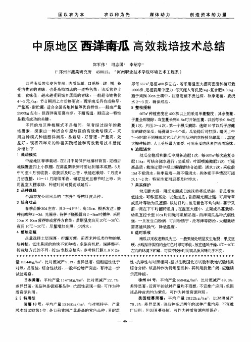 中原地区西洋南瓜高效栽培技术总结