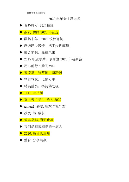 2020年年会主题词参考范本