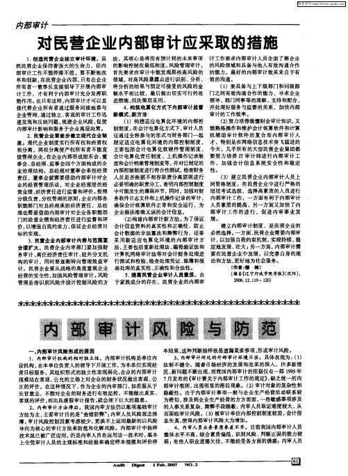 对民营企业内部审计应采取的措施