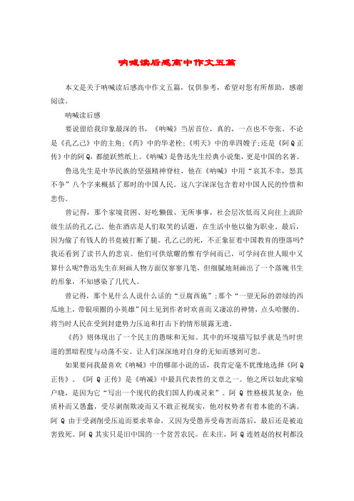 呐喊读后感高中作文五篇