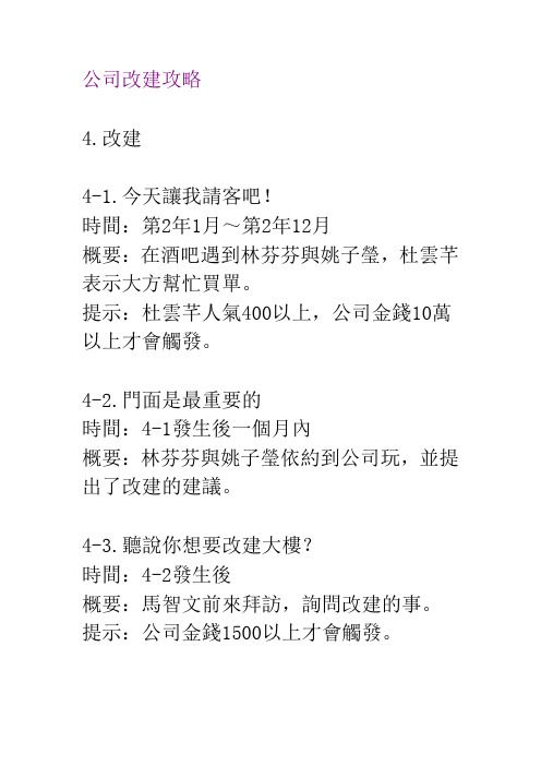 明星志愿三攻略：公司改建攻略