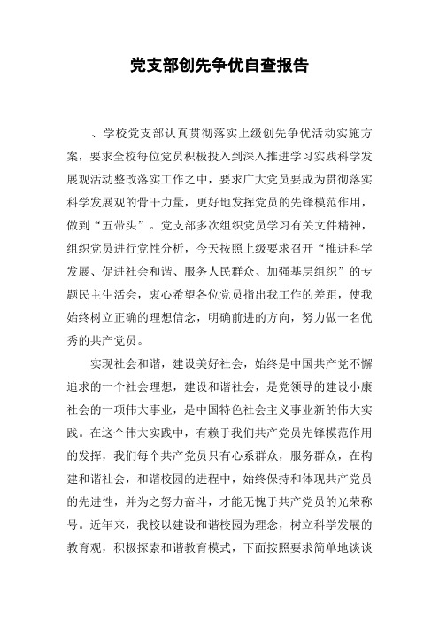 党支部创先争优自查报告