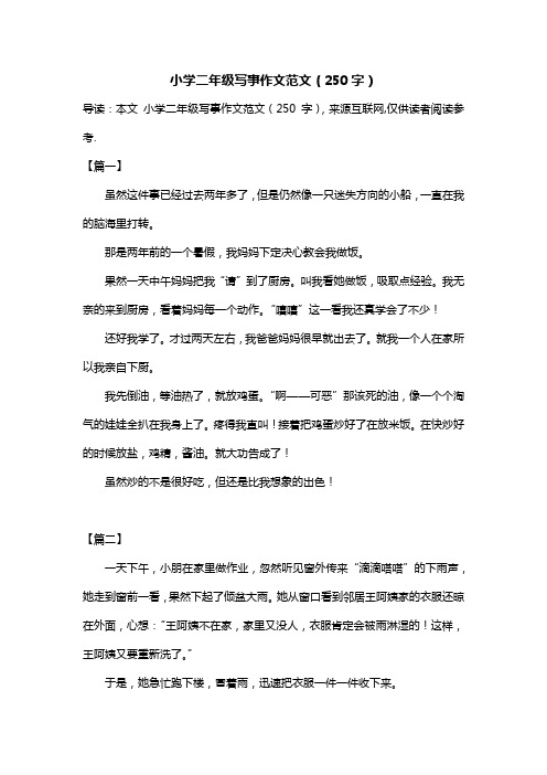 小学二年级写事作文范文(250字)