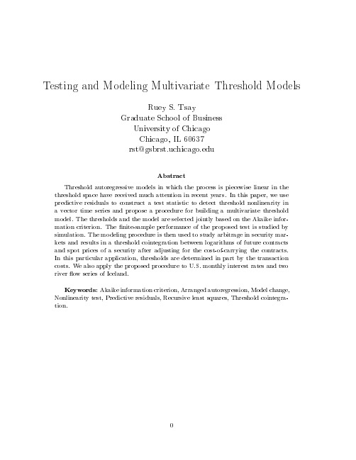 Testing and modeling multivariate threshold models