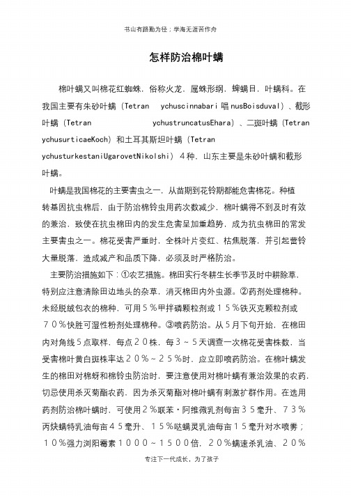 怎样防治棉叶螨
