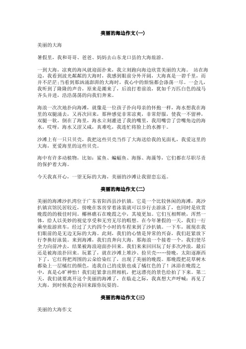 美丽的海边作文