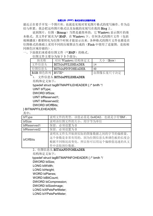 位图文件(BMP)格式分析以及程序实现