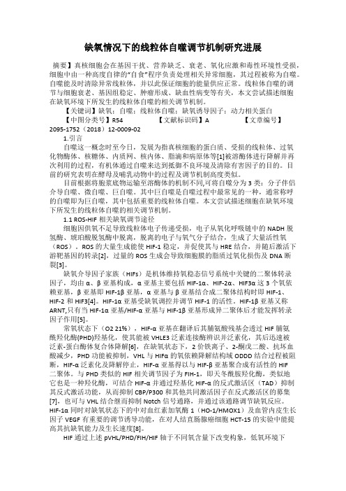 缺氧情况下的线粒体自噬调节机制研究进展