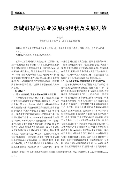 盐城市智慧农业发展的现状及发展对策