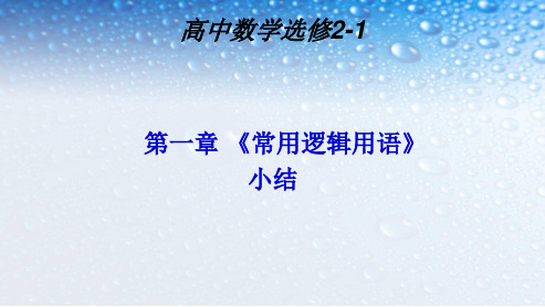 人教版高中数学选修第一章-《常用逻辑用语》小结ppt课件