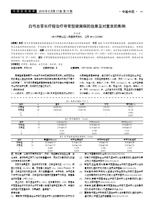 白芍总苷长疗程治疗寻常型银屑病的效果及对复发的影响