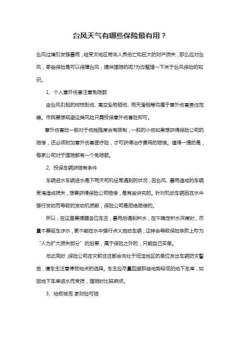 台风天气有哪些保险最有用