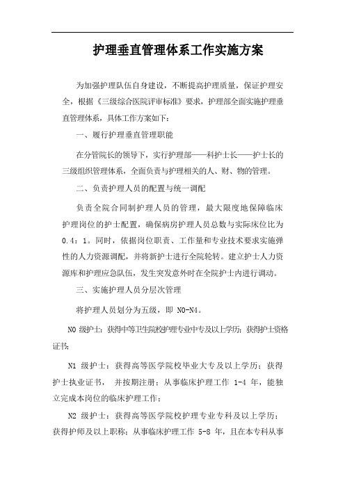护理垂直管理体系工作实施方案