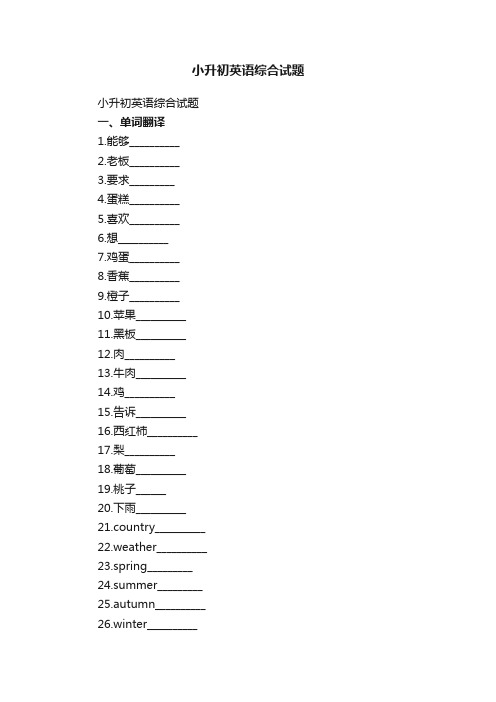 小升初英语综合试题